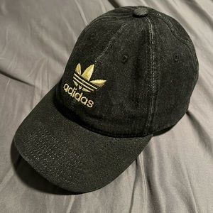 charcoal adidas dad hat with gold details